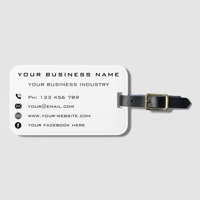 Personalised Name Text Info Business Luggage Tag (Front Horizontal)