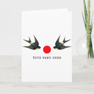 Personalised Name Text Swallow Japan Vintage T Shi Card