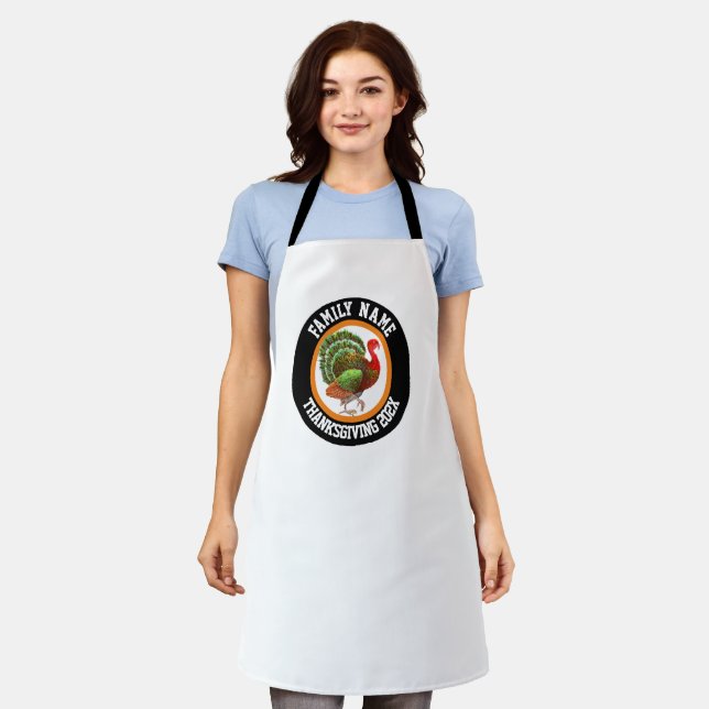 Personalised Name Thanksgiving Turkey Apron (Worn)