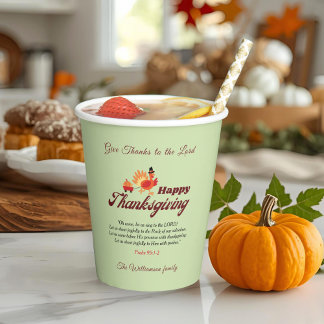 Personalised Name | Thanksgiving with Bible Verse  Paper Cups