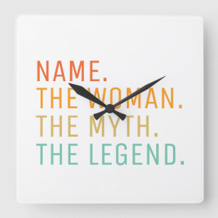Personalised Name The Woman The Myth The Legend  Square Wall Clock
