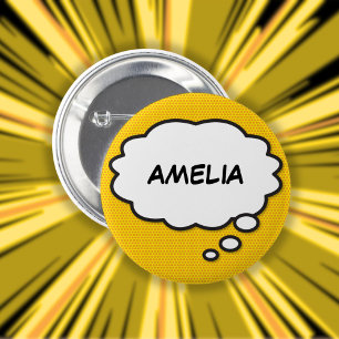 Personalised Name Think Bubble Fun Comic Book 6 Cm Round Badge