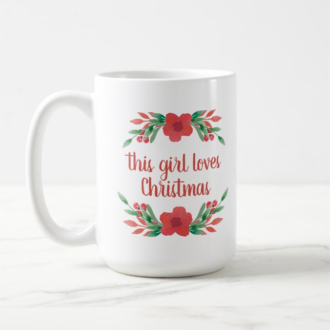 Personalised Name This Girl Loves Christmas Mug (Left)