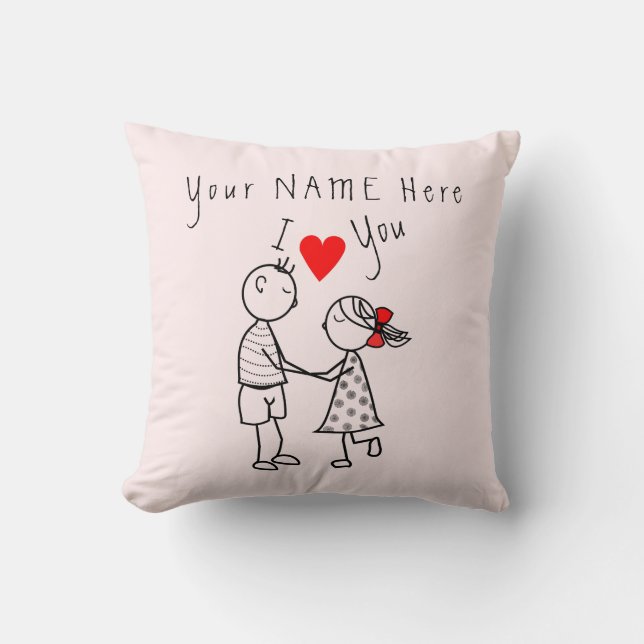 Personalised name Throw Pillow with Couple Love (Front)