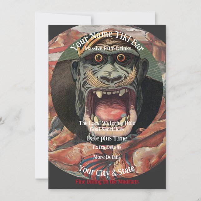 Personalised Name Tiki Bar Your City & State T-Shi Invitation (Front)