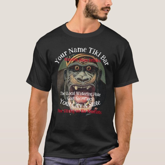 Personalised Name Tiki Bar Your City & State T-Shi T-Shirt (Front)