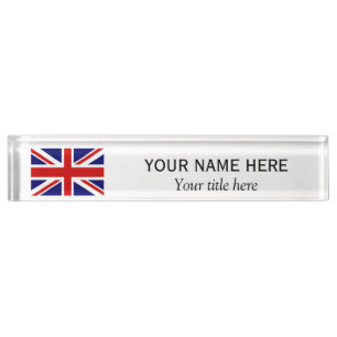 Personalised name title British Union Jack flag Nameplate