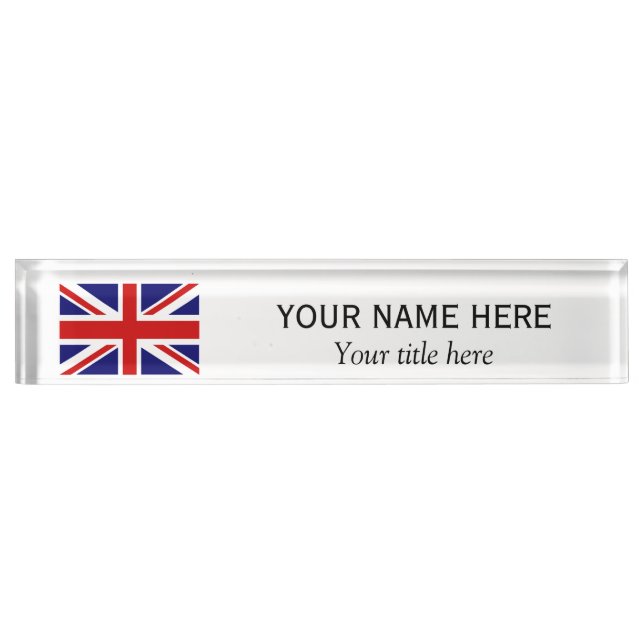 Personalised name title British Union Jack flag Nameplate (Front)