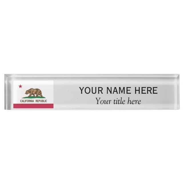 Personalised name title California Republic flag Nameplate (Front)