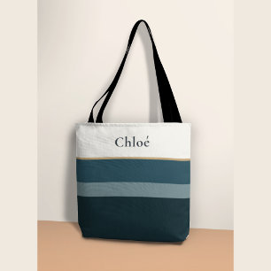 Personalised Name Tote Bag –Elegant Striped Design