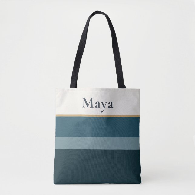Personalised Name Tote Bag – Striped Clean Design  (Front)