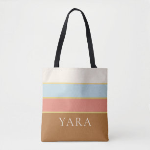Personalised Name Tote Bag Striped Summer Design