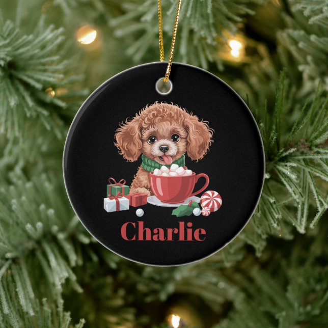 Personalised Name Toy Poodle Dog Lover Christmas  Ceramic Ornament (Tree)