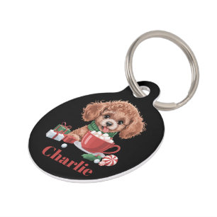 Personalised Name Toy Poodle Dog Lover Christmas  Pet Tag