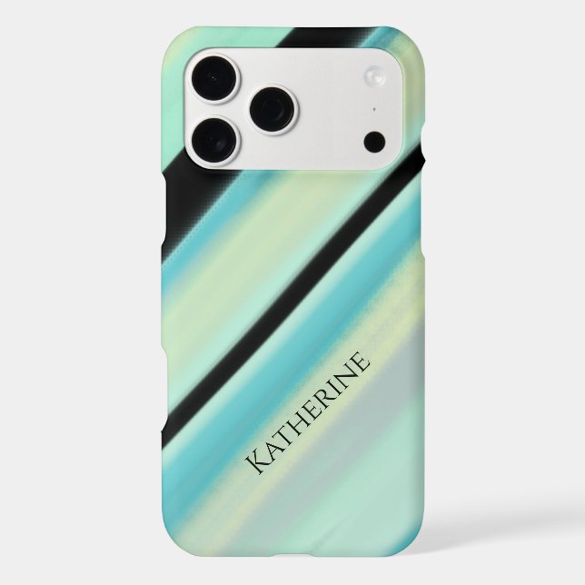Personalised Name Tranquil Turquoise Stripes  (Back)