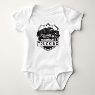 Personalised NAME Trucking Big Rig Semi Trucker   Baby Bodysuit