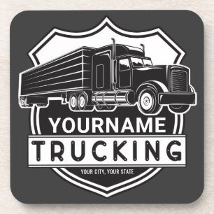 Personalised NAME Trucking Big Rig Semi Trucker  Coaster