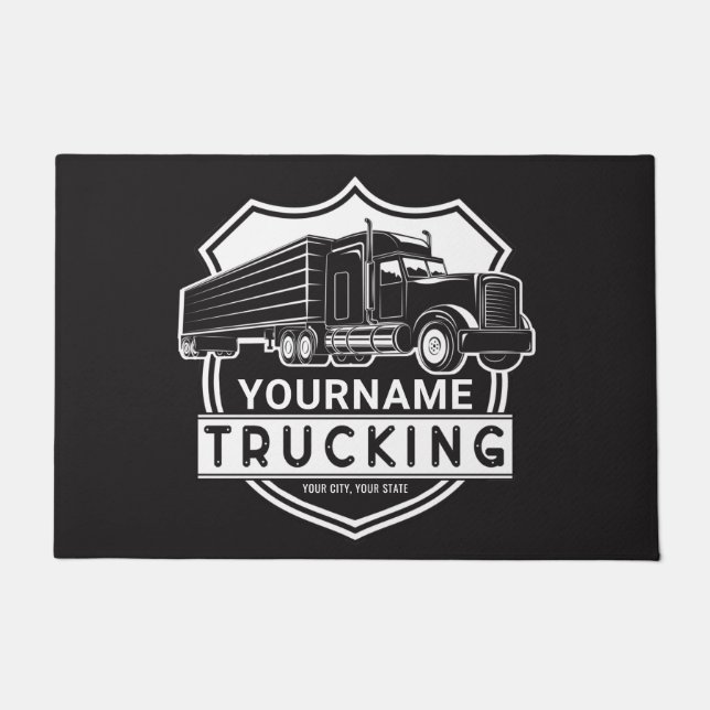 Personalised NAME Trucking Big Rig Semi Trucker   Doormat (Front)