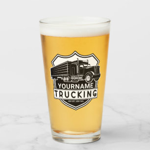 Personalised NAME Trucking Big Rig Semi Trucker   Glass