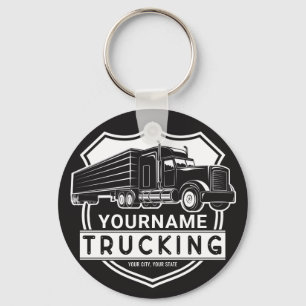 Personalised NAME Trucking Big Rig Semi Trucker Key Ring