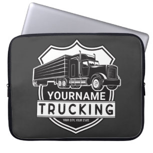 Personalised NAME Trucking Big Rig Semi Trucker   Laptop Sleeve