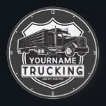 Personalised NAME Trucking Big Rig Semi Trucker Large Clock<br><div class="desc">Personalised NAME Trucker Big Rig Semi Truck Trucking Company Design - Customise with your Name and Custom Text!</div>
