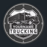 Personalised NAME Trucking Big Rig Semi Trucker Large Clock<br><div class="desc">Personalised NAME Trucker Big Rig Semi Truck Trucking Company Design - Customise with your Name and Custom Text!</div>