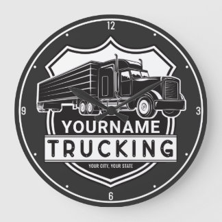 Personalised NAME Trucking Big Rig Semi Trucker Large Clock