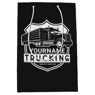 Personalised NAME Trucking Big Rig Semi Trucker Medium Gift Bag