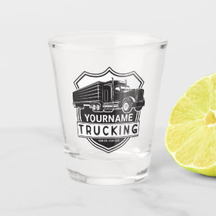 Personalised NAME Trucking Big Rig Semi Trucker Shot Glass