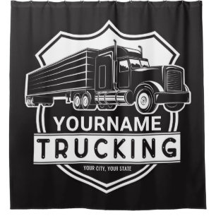 Personalised NAME Trucking Big Rig Semi Trucker Shower Curtain