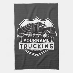 Personalised NAME Trucking Big Rig Semi Trucker  Tea Towel
