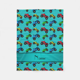 Personalised name turquoise atv pattern fleece blanket