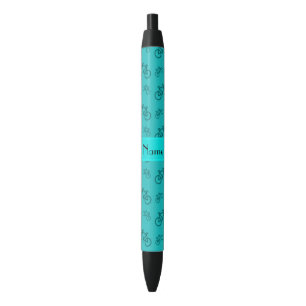 Personalised name turquoise bicycles black ink pen