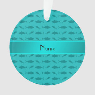 Personalised name turquoise bluefin tuna pattern ornament
