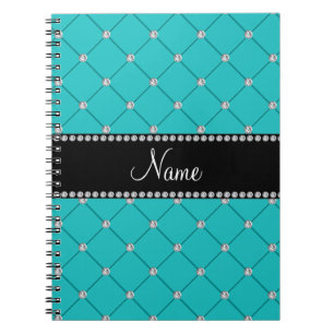 Personalised name Turquoise diamonds Notebook