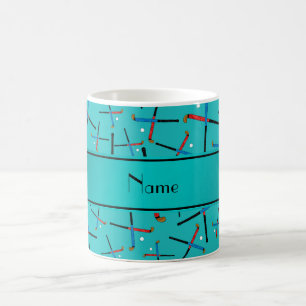 Personalised name turquoise field hockey coffee mug