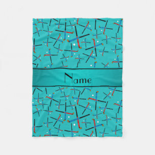 Personalised name turquoise field hockey fleece blanket