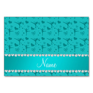 Personalised name turquoise figure skating table number