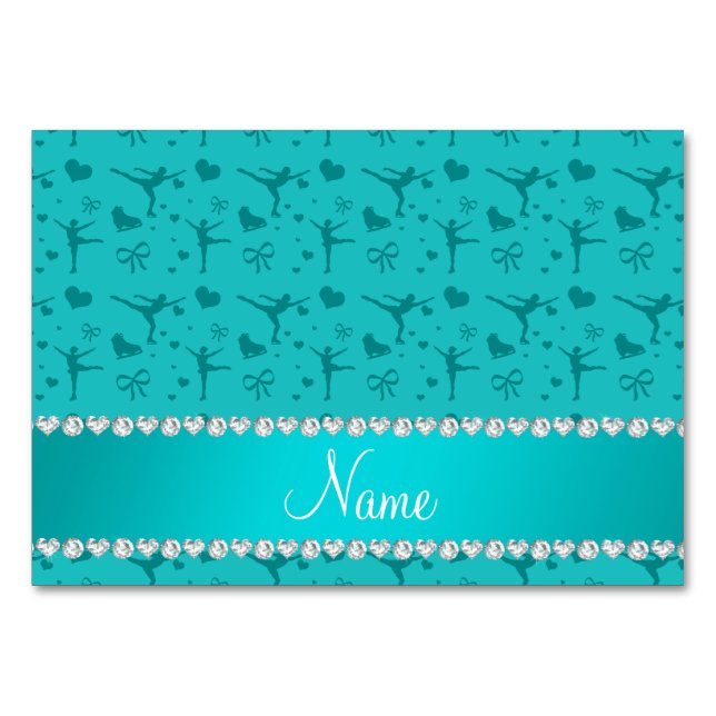 Personalised name turquoise figure skating table number (Front)