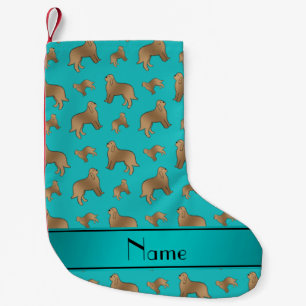 Personalised name turquoise Otterhound dogs Small Christmas Stocking
