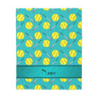 Personalised name turquoise softball pattern