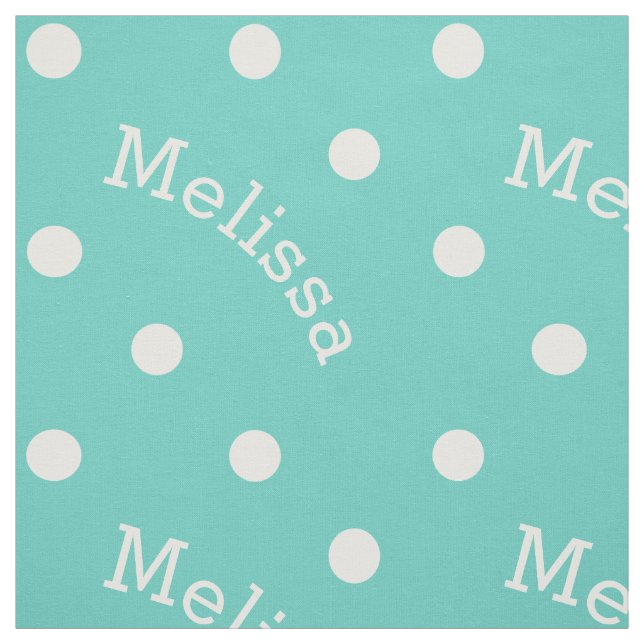 Personalised Name Turquoise Teal Blue Polka Dot Fabric (Swatch)