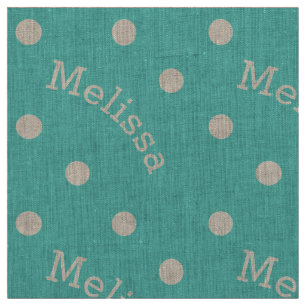 Personalised Name Turquoise Teal Blue Polka Dot Fabric