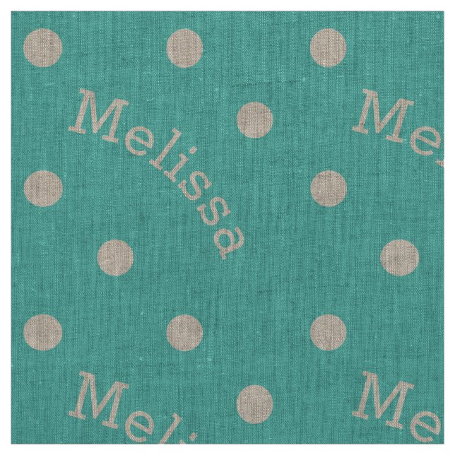 Personalised Name Turquoise Teal Blue Polka Dot Fabric (Swatch)