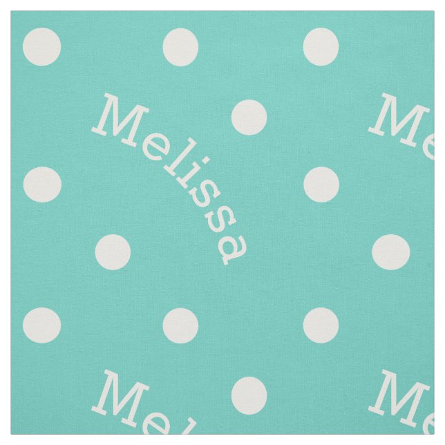 Personalised Name Turquoise Teal Blue Polka Dot Fabric (Swatch)