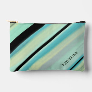 Personalised Name Turquoise Yellow Black Stripes Accessory Pouch