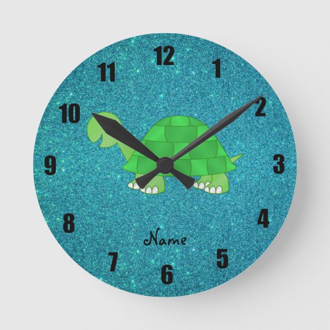Personalised name turtle round clock (Front)