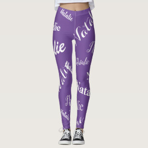 Personalised Name Typography Font Purple Leggings