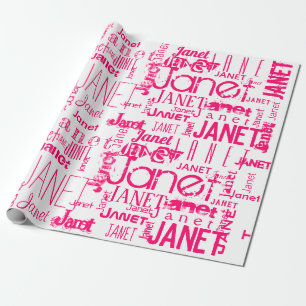 Personalised Name Typography Hot Pink Wrapping Paper